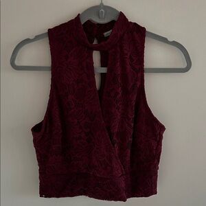Elegant Burgundy Lace Sleeveless Top